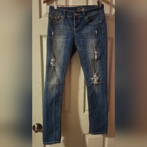 Soundgirl Blue Distressed Skinny Jeans